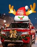 fotako 8.5FT Christmas Inflatables Car Decorations Santa Hat with Reindeer Antler Car Christmas Decoration Exterior with LED Lights Car Outdoor Decoration for for Xmas