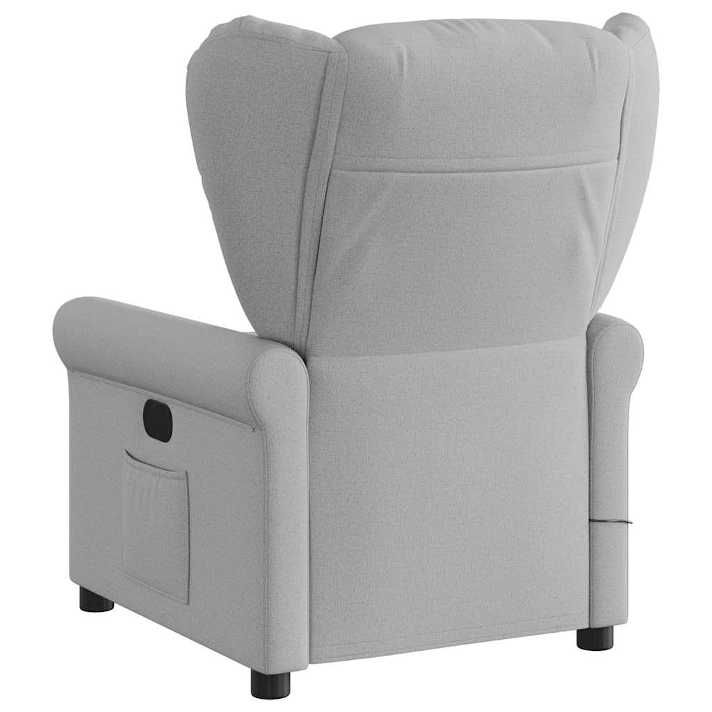 Massagesessel Elektrisch Wolkengrau Stoff mit 6-Punkt-Vibrationsmassage, verstellbare Rückenlehne und Fußstütze, Metall und Holzgestell, ergonomischer Relaxstuhl für Wohnzimmer