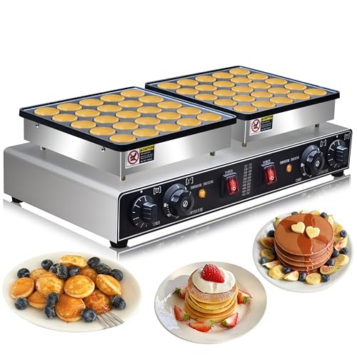 1900W Electric Mini Pancake Maker, 50PCS Commercial Mini Dutch Pancake Maker,1.8 Inches Dutch Poffertjes Grill,Non stick,Non stick,For Home Kitchen Restaurant Snack Dessert.