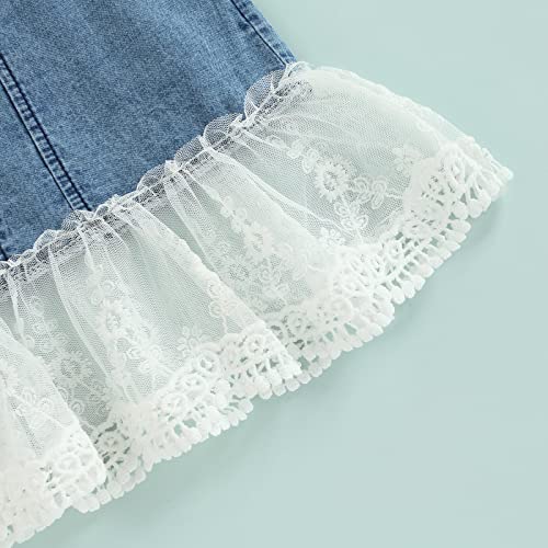 Mainesaka Toddler Baby Girls Smell The Rose T Shirttops + Denim Skirts Clothing Outfit Set (18-24Months,V-White Lace) #TOP5