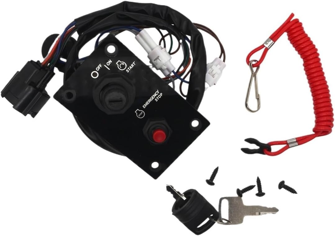 Outboard Ignition Key Switch Panel Panel Assy Compatible with Outboard Engine 37100-96J27 3710096J24 37100-96J24 37100-96J25