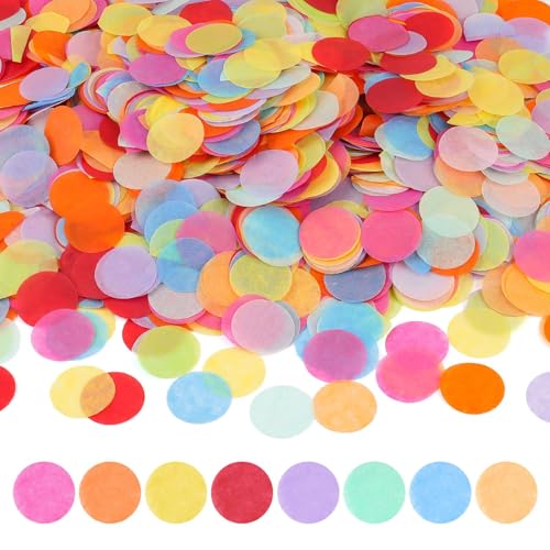 Confettis,50 g Confettis Colorés,Ronds Confetti Biodégradables,Confetti en Papier Multicolores de 2,5 cm pour Décoration de Table Mariage,Anniversaire,Noël...