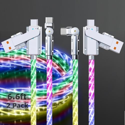 Image of Light up USB C Charging Cable 2 Pack 6.6ft USB C to USB C Cable Multicolored RGB Colorful Gradual Starry Sky LED C to C Charging Cord Type C Charger Cord for iPhone 17 16 15 Samsung Galaxy S25 S24 S23