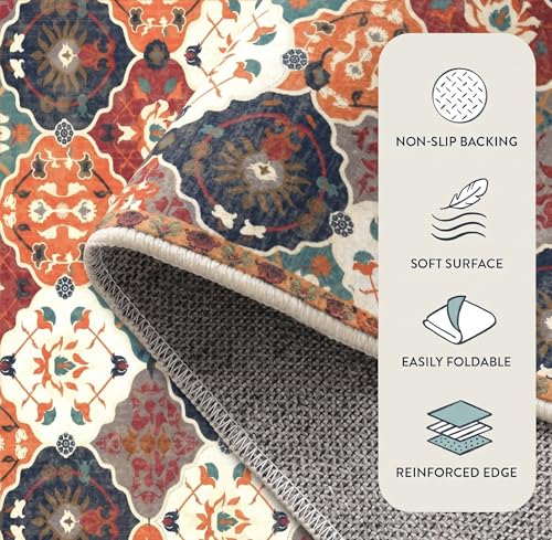 Image of ishro home 5x7 Feet 3D Jet Multi Printed Carpet Rug Runner and Carpets for Bedroom /Living Area /Home with Anti Slip Backing (Retro, 5x7 fts)