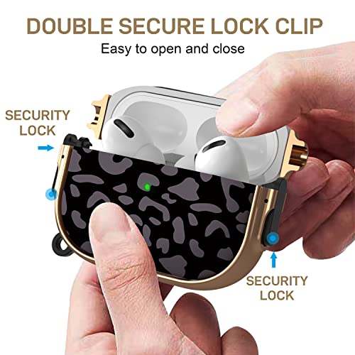 Image of Maxjoy for AirPods Pro 2nd /1st Generation Case with Lock, Cute AirPods Pro 2 Case Lock Protective AirPod Pro Cover for Women Men with Keychain for Airpod Pro (2023 /2022 /2019), Grey Leopard