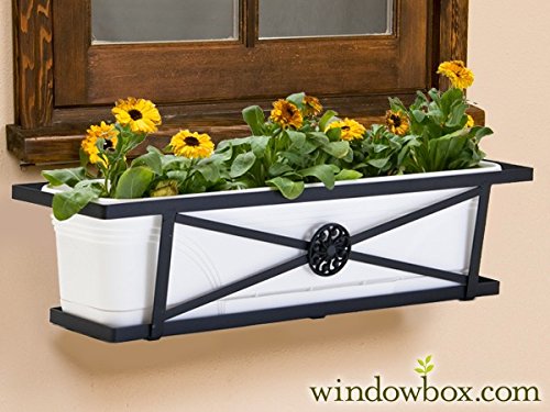 30in. The Medallion Tapered Iron Window Box with Vinyl Liner