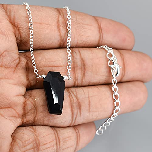 Gempires Natural Gemstone Coffin Necklace, Energy Healing Crystals, Birthday, Gift for Her, Gemstone Jewelry 18 inch AAA+ Quality3