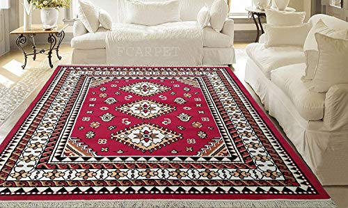 Image of Floral Rectangular Carpet Velvet Touch 120X150 Cm(4X5 Feet) Red G