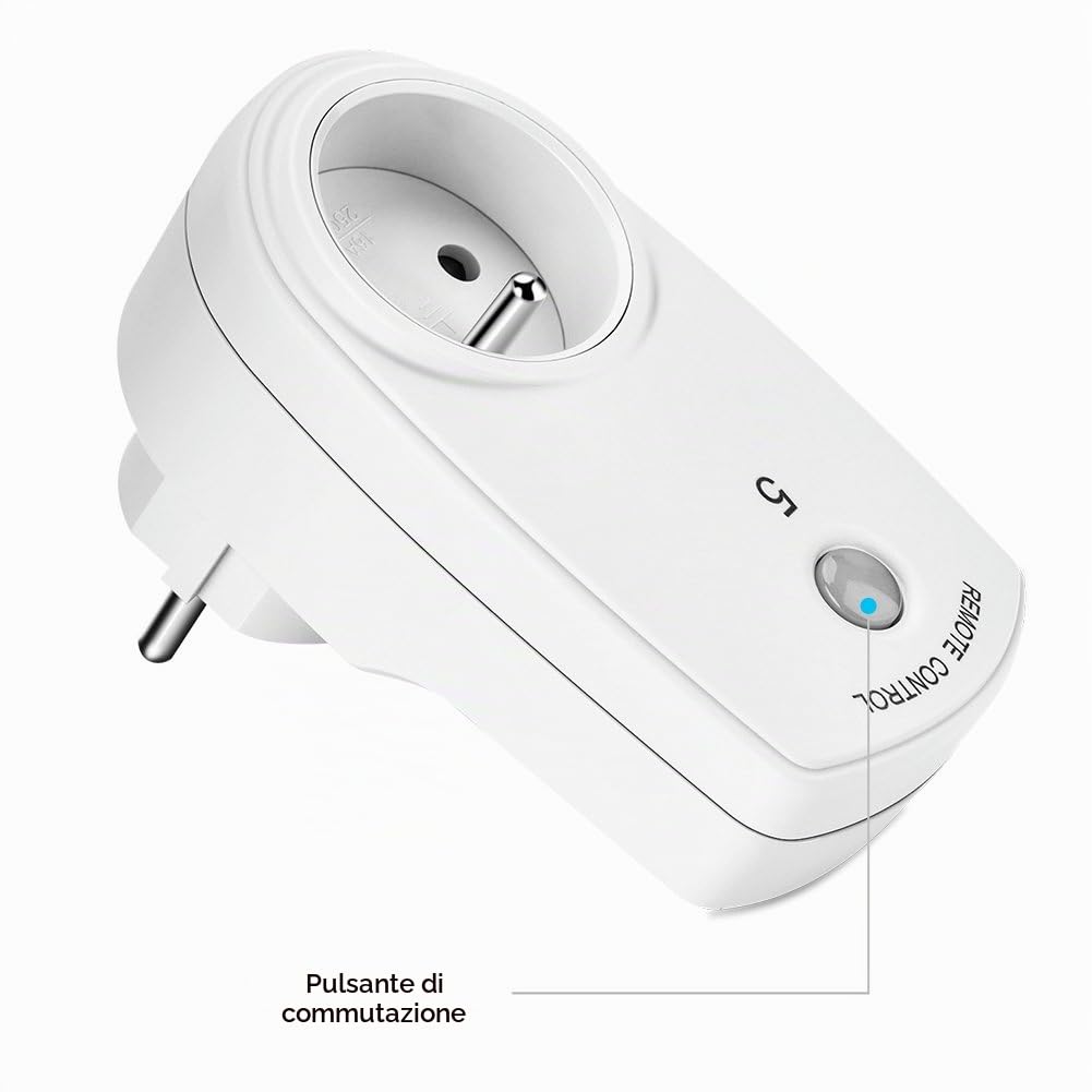 DEWIN Presa con Telecomando,5 Pezzi Prese Wireless con Telecomando Presa per Telecomando Intelligente Plug Prese Intelligenti Prese Comandate con Telecomando Spina UE con 2 Telecomando