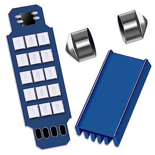 Pack de 4 bombillas LED 578 6500K 1.59 pulg azul miniatura 6