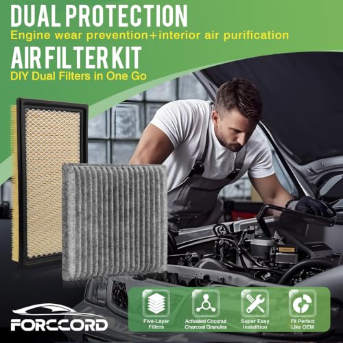 Image of Cabin & Engine Air Filter Fit for Ford Edge 2007-2014, Lincoln MKX 2007-2015, Mazda CX-9 2008-2015 Activated Carbon Cabin Filter Replace#CF10547 CA10242 Car Accessories