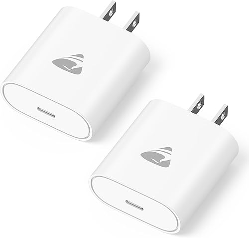 USB C Charger Block, 2 Pack USB C Fast Charging Blocks, 20W Type C Wall Charger Box PD Power Adapter Type C Brick Cube for iPhone 17 16 15 14 13 12 11 Pro Max XS, iPad, Samsung Galaxy, Pixel and More