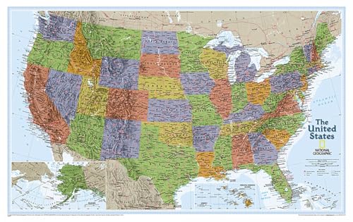 Image of National Geographic United States Wall Map - Explorer (32 x 20.25 in) (National Geographic Reference Map)