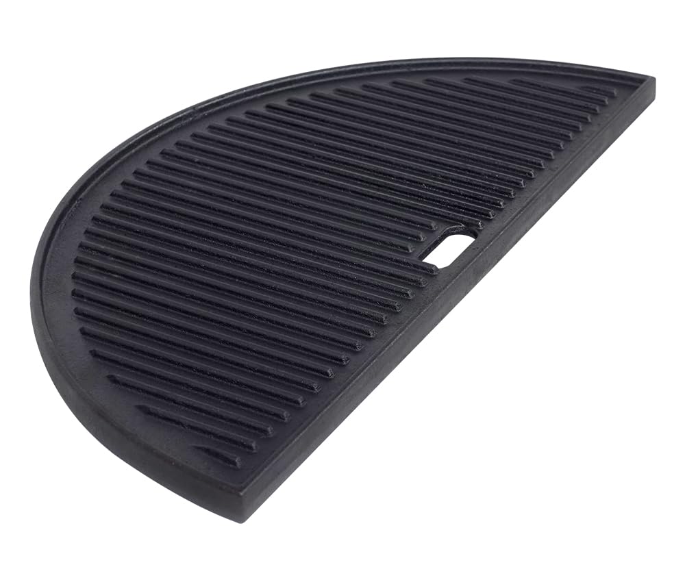 Żeliwna płyta grillowa półksiężyc, 44,5 cm, do grilla Kamado 21", czarna, rowkowana