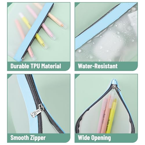 Image of Mr. Pen- Clear Pencil Pouch, 8.50 inchx4.25 inch, 3 Pack, Durable TPU Material | Medium Water-Resistant Pencil Bags with Smooth Zipper, Multipurpose Clear Pouch for Stationery, School, Office