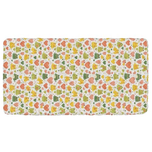 Frog Simple Line Art Heart Shape Valentine's Day Travel Toddler Bed Sheet Waterproof Cot Sheet for Crib Bedding Set for Kids Sleeping Cot 50'' x 25'' (Sheet,Bed Not Included)