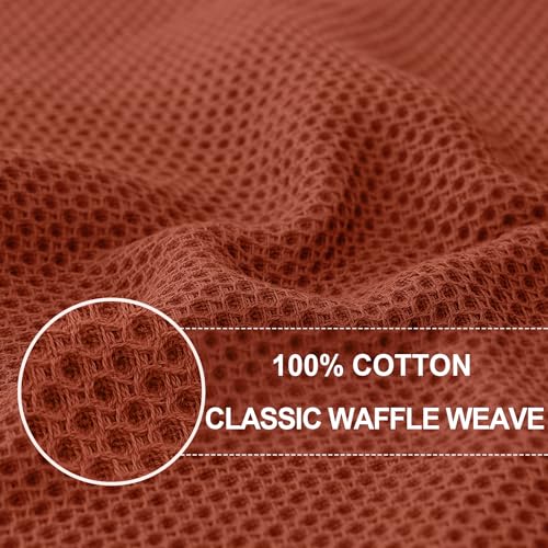 Image of Homaxy 100% Cotton Waffle Weave Kitchen Dish Towels, Ultra Soft Absorbent Quick Drying Cleaning Towel, 20x28 Inches, 4-Pack, Rust