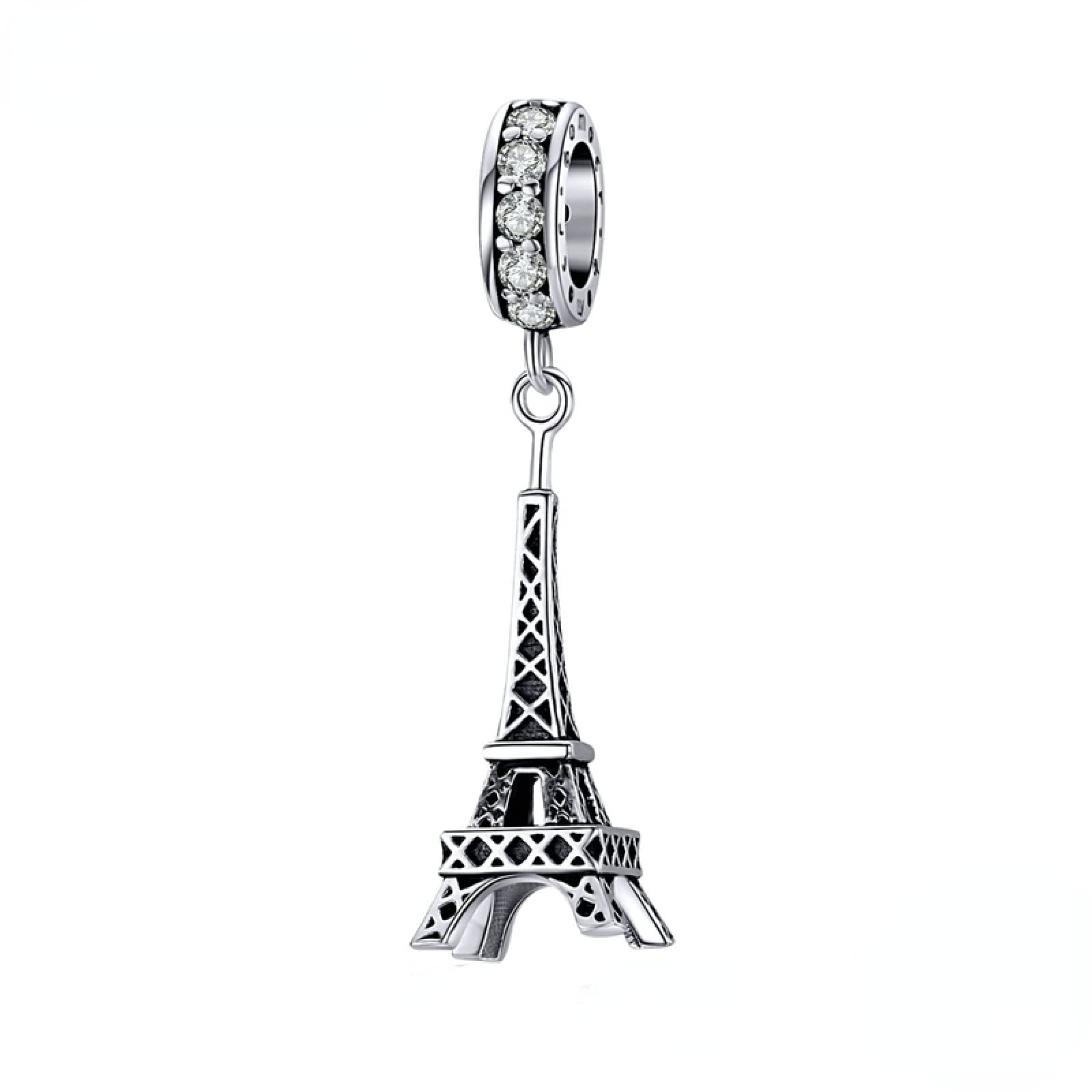 Abalorio de plata 925 Torre Eiffel para pulseras europeas de mujer 7