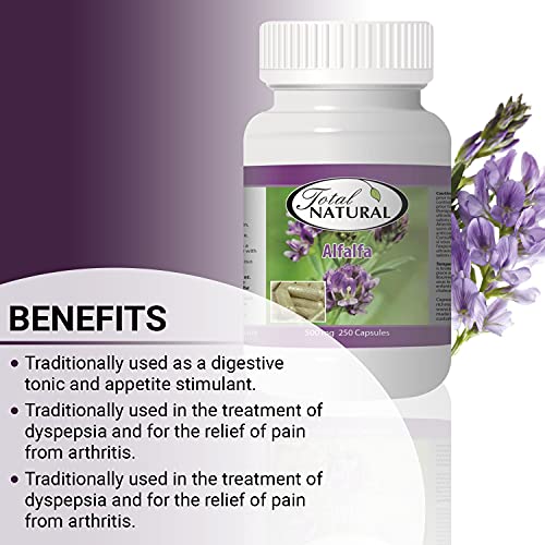 image for Natural Alfalfa Supplement 500mg 250 Capsules [2 Bottles] by Total Nat