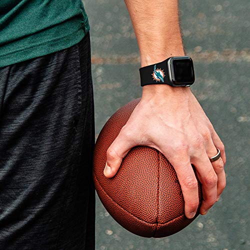 Game Time Miami Dolphins Silicone Watch Band Compatible with Apple Watch (38/40/41mm Black)