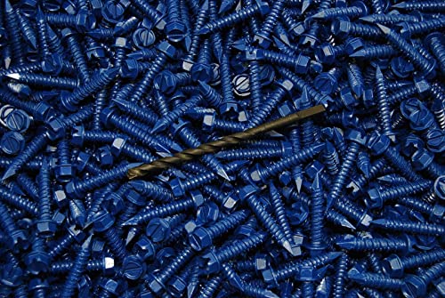 250 PCS Hex Washer Head 1/4 x 1-1/4 Concrete Masonry Screws Tapcon Anchor & Bit for DIY Real Men
