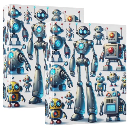 Classeur à trois anneaux 3,8 cm mécanique souple et motif de robots amusants