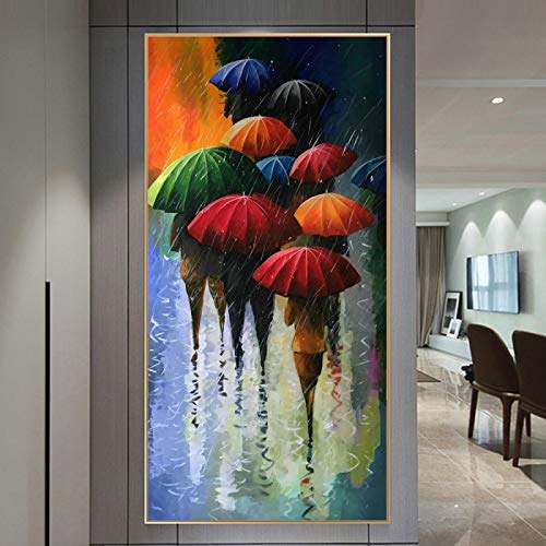 Peinture nuit pluvieuse KEBIA tableau abstrait pour décoration salon