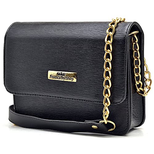 Bolsa Feminina Loren Transversal kit 3 peças (Preto Kit Corrente)