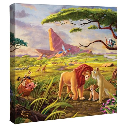 Thomas Kinkade Disney The Lion King Remember Who You Are 14" x 14" Gallery Wrapped Canvas Art | Frameless Room Wall Art | Certificate of Authenticity Included