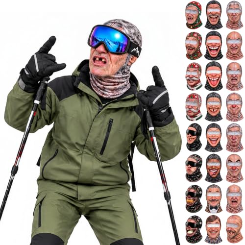 Funny Ski Mask,Old Man Funny Ski Mask Winter 3D Printed Realistic Full Face Balaclava with Neck Coverage Cosplay Costume 2026 Lady Humorous Hilarious Masks,A03Grey,One Size - image 1