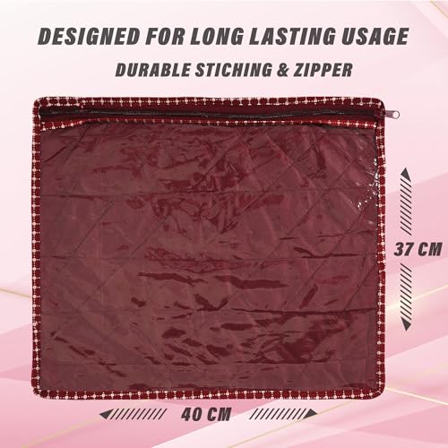 Image of Kuber Industries Nylon Clothes Organizer For Wardrobe (Pack of 12) - Single Storage Organizer For Saree | Salwar Suit | Lehenga - Dress Organizer For Wardrobe - Single Saree Covers With Zip (Maroon)