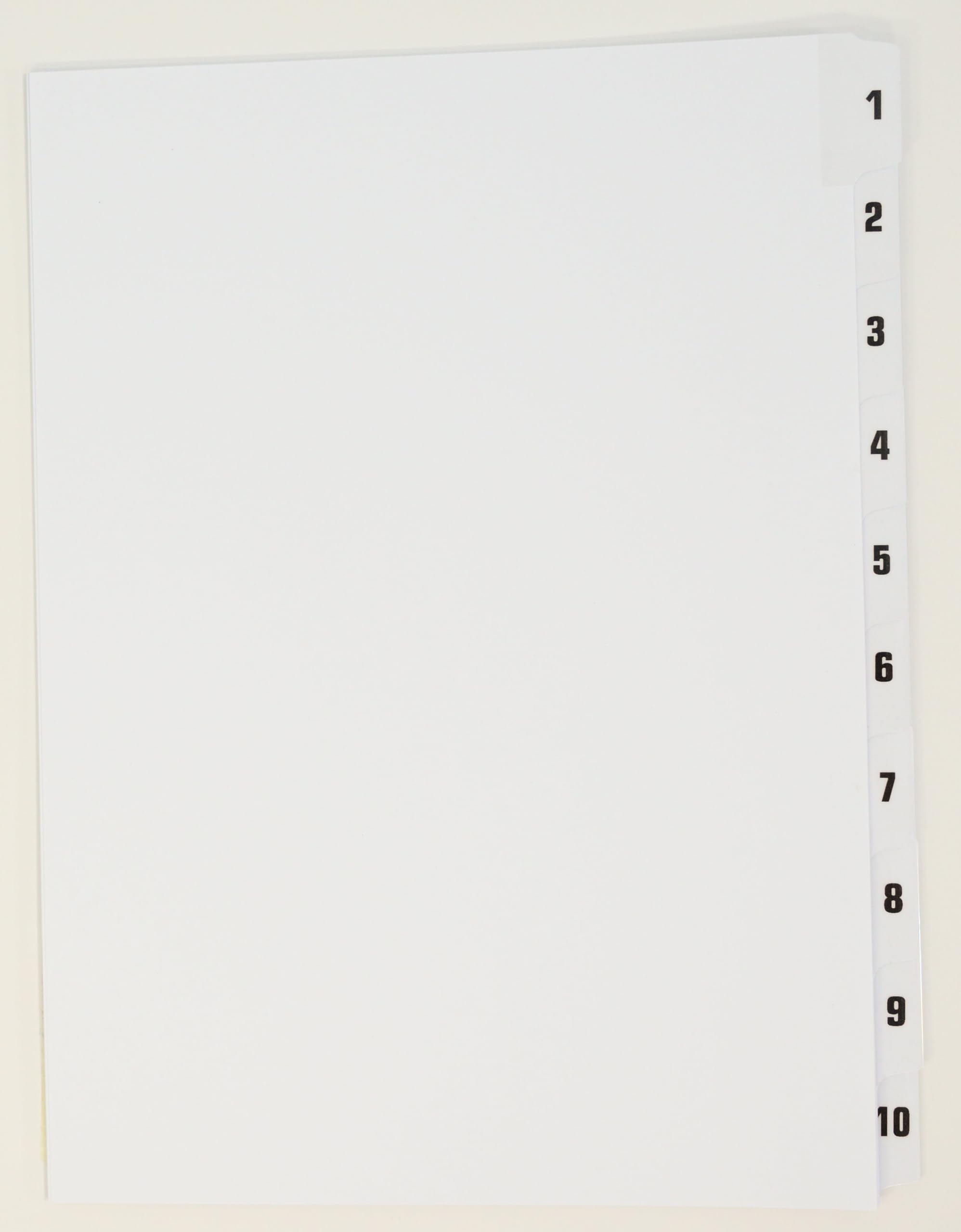 A4 Unpunched 1-10 Legal Index Dividers, 230gsm White Card, Pack of 5