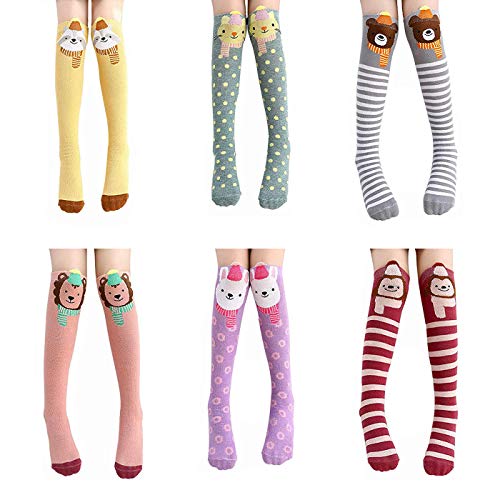 Sywwlov Unisex Baby Girls Socks Over Knee High Socks Toddler Cartoon Animal Cotton Stockings