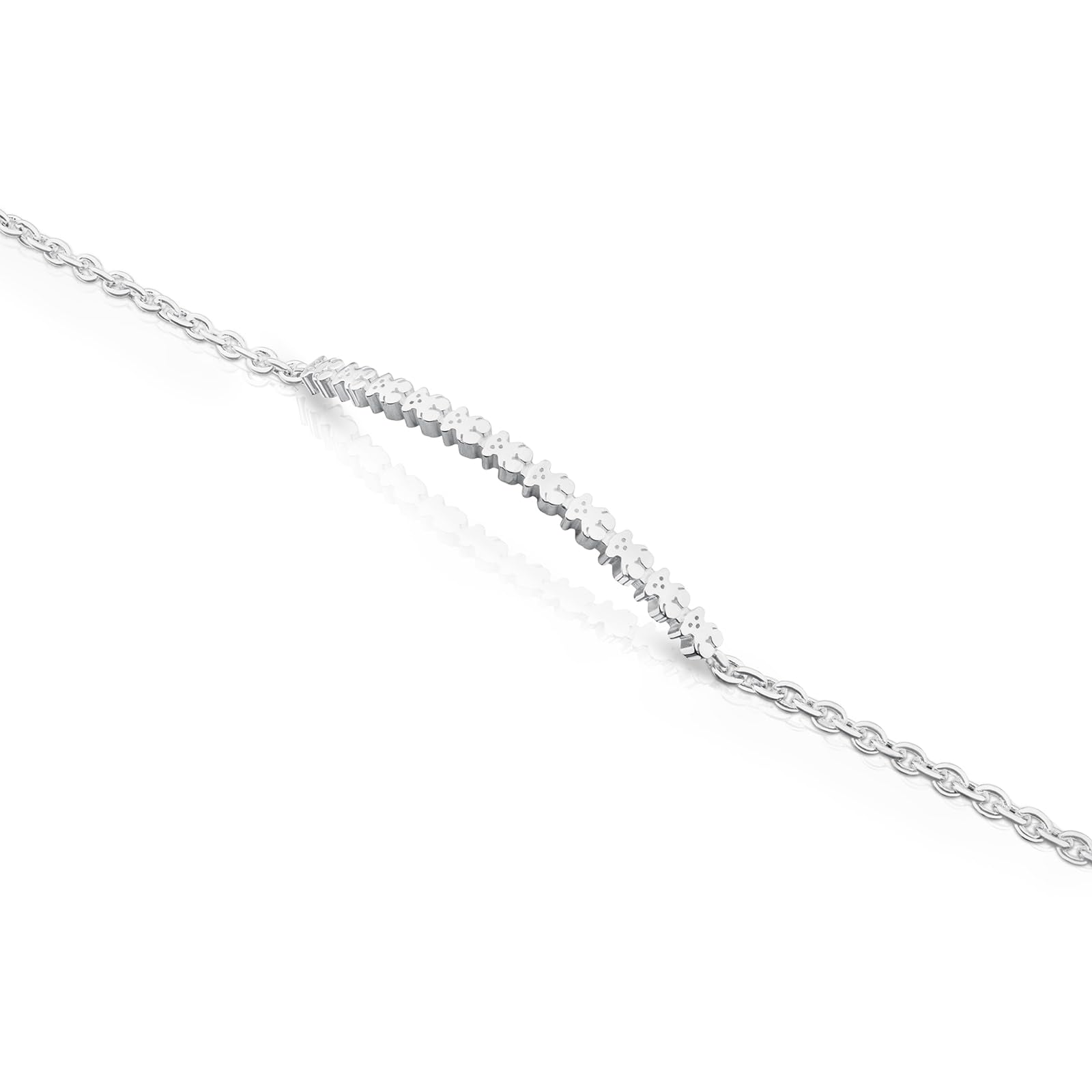 TOUS Pulsera de Plata de Primera Ley para Mujer con Motivo de 3.4cm, 17.5 cm de Largo, Clásica y Elegante, Colección Straight