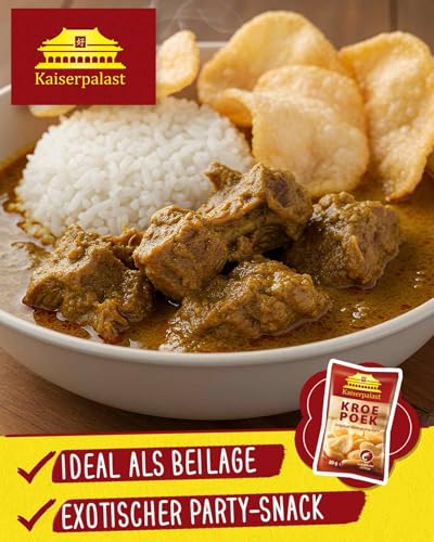 Kaiserpalast Kroepoek natur, crunchy Garnelenchips, ideal als Snack oder Beilage zu asiatischen Gerichten, verzehrfertig, 1 x 80 g