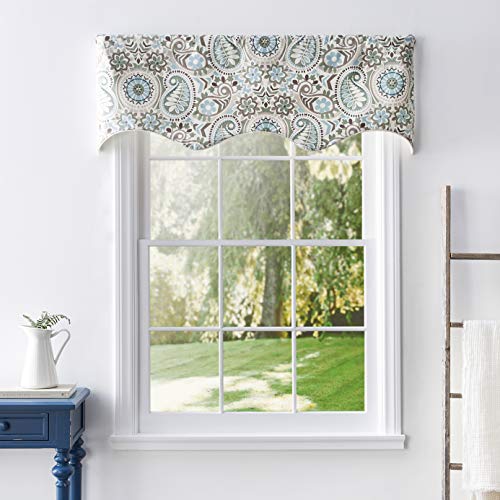 Ellis Curtain Paisley Prism Jacobean Floral Valance, 50 x 15-Inch, Latte