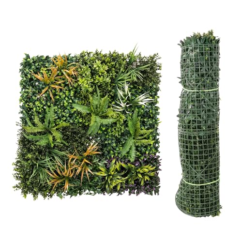 Outsunny Seto Artificial Ocultación Jardín en Rollo 1x1 m Pantalla de Valla de Privacidad de Hiedra Artificial Fácil Montaje para Terraza Balcón Exterior Decoración de Hojas Verde
