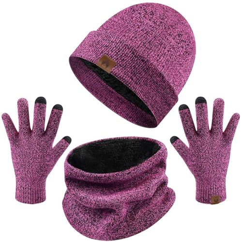 heekpek Cappelli Invernali Uomo Cappelli da Uomo Invernali Sciarpa Uomo Guanti Invernali Guanti Touch Screen Guanti Touch Screen Invernali Uomo 3 Pezzi