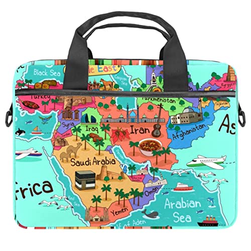 Sacoche à bandoulière pour ordinateur portable 13 à 14.5 pouces motif carte