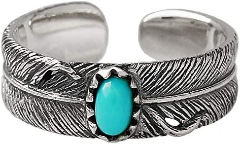 Amazon R0754 ブランド名 2pieces ネイティブ シルバーアクセサリー リング ターコイズ メンズ レディース フェザー フリーサイズ リング 通販