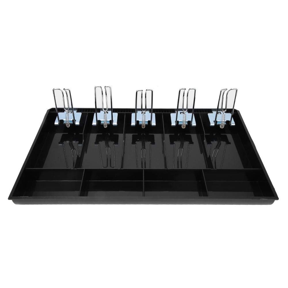 Caja registradora de cinco rejillas, bandeja de inserción de cajón de caja registradora Bandeja de efectivo de 5 rejillas, para supermercados Bandeja de efectivo Cajones de(black)