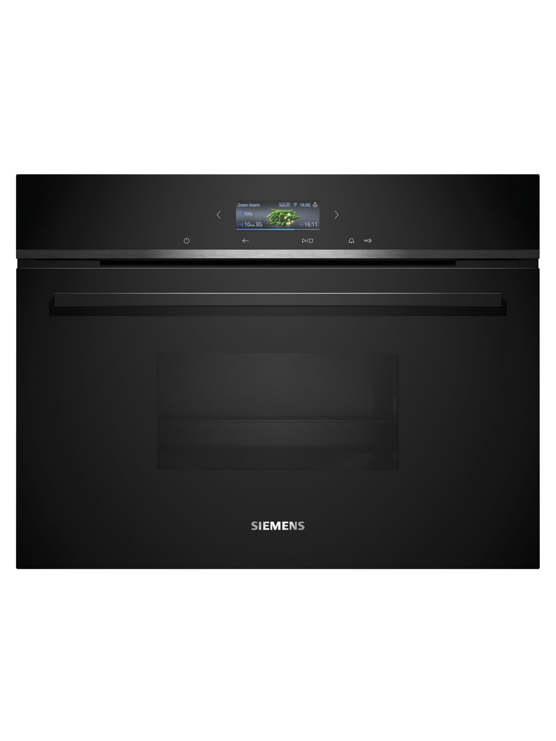 Siemens CD714GXB1, Smarter iQ700 Einbau-Dampfgarer, 60 x 45 cm, 1,3 L Wassertank, Regenerieren mit Dampf, Farb-Display, cookControl Automatikprogramme für beste Ergebnisse, Home Connect, Schwarz