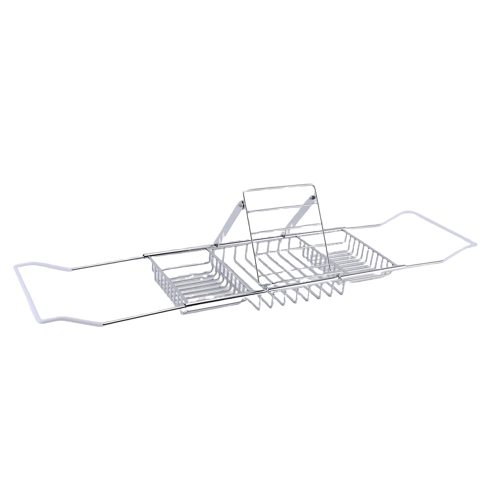 Bandeja para bañera de Ducha de Acero Inoxidable Ajustable sobre la bañera con Soporte para teléfono para jabón, champú, Bolas de baño, Organizador de baño expandible para (Pago)