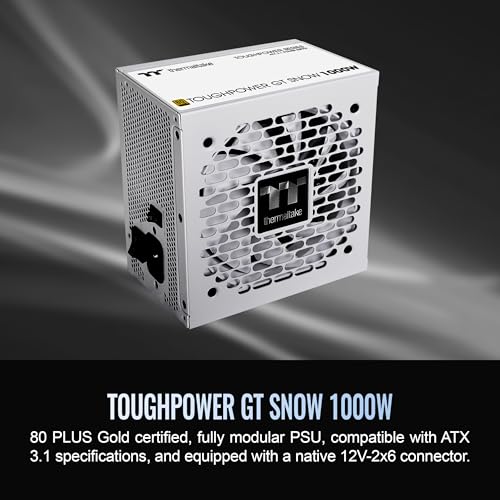 Image of Thermaltake Toughpower GT 1000W; ATX 3.1; Native PCIe 5.1 12V-2x6; Full Modular; Flat Cables; Color Matched Connectors; Japanese Main Capacitors; 80 Plus Gold; 140mm; Snow; PS-TPT-1000FNFAGU-W