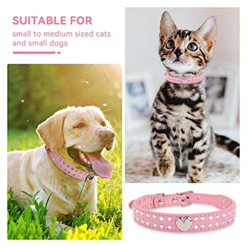 cobee Hundehalsbänder aus Kristall, Bling PU Leder Strass Welpenhalsband, Diamant verstellbares Halsband Bling Halsband für kleine und mittelgroße Hunde und Katzen (S)