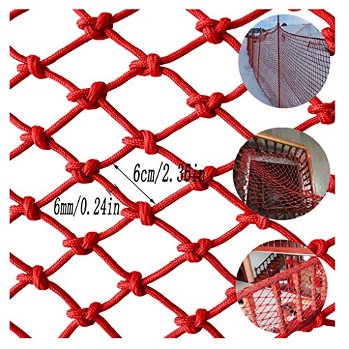 Child Safety Railing Net Protection Net, Red Decorative Net Isolation Pet Net Cat Net Bird Rope Net Indoor and Outdoor Stairs Balcony Or Terrace Can Be Customized (mesh 6cm / Rope Thickness 6mm)