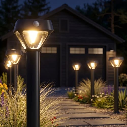 XMCOSY+ Smart Solar Pathway Lights Outdoor, Motion Sensor Landscape Lighting, 150LM Bright Solar...