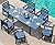 SERWALL 7-Piece Patio Dining Sets, 60" - 83" Expandable Outdoor Dining Table and 6 HDPE Chairs, All Weather HDPE Outdoor Furniture Set for Backyard, Garden, Blue