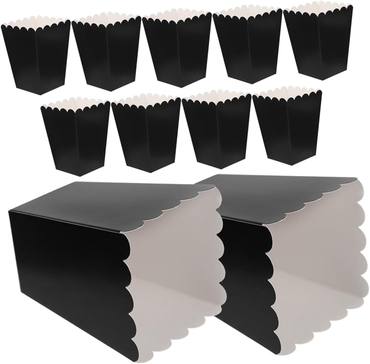 Vaguelly 100pcs Black Paper Popcorn Boxes Popcorn Containers for Movie Night Party Wedding Snack Favor Boxes