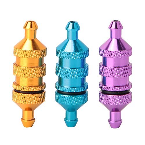 equlup 3pcs RC Oil Fuel Filter, Aluminum Oil Nitro Fuel Filter Aluminium Alloy RC Model Car Spare Parts for 1:10 02156 94122 RC Crawler Car